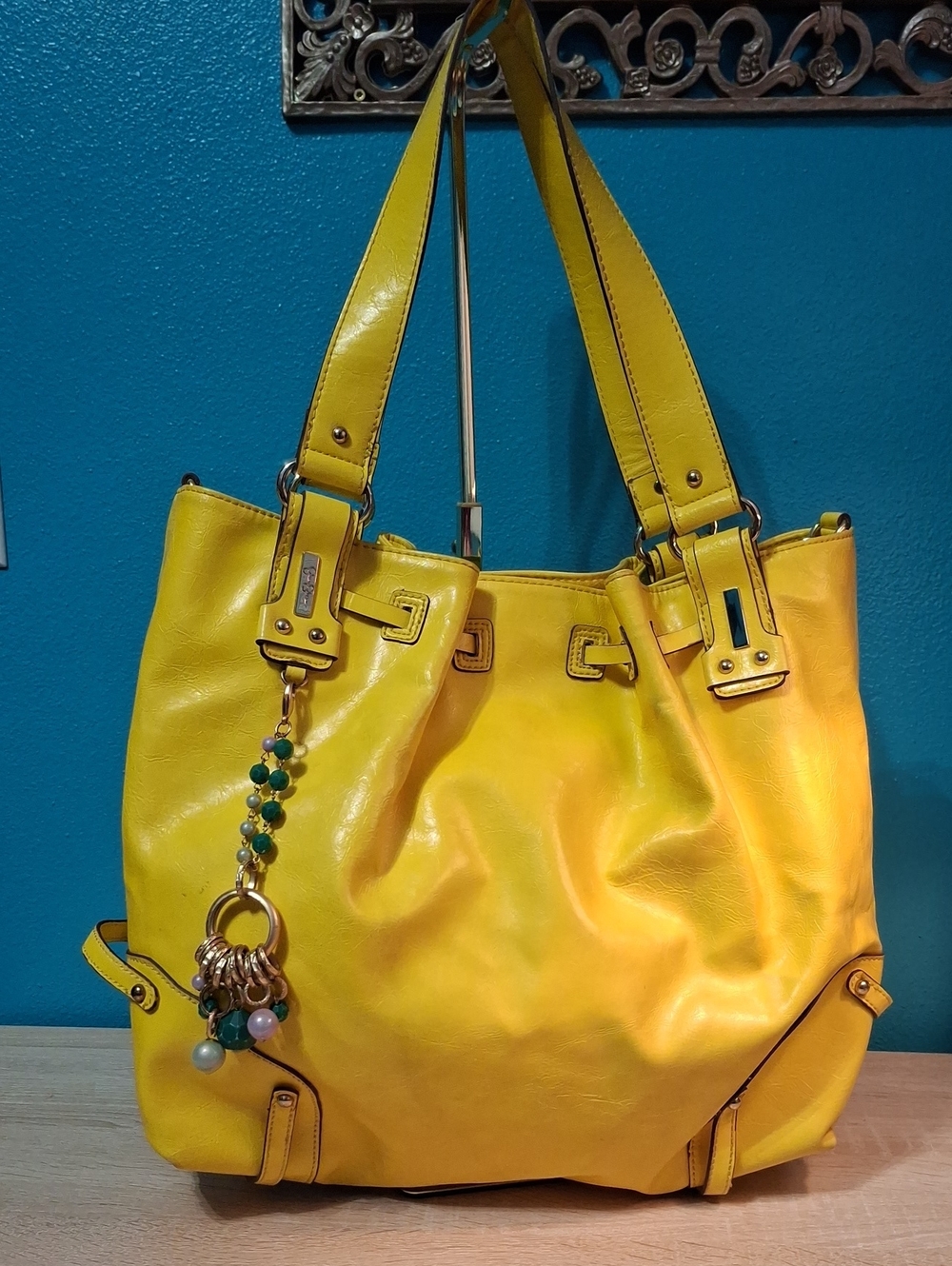 Jessica Simpson Canary Yellow Shoulder Tote with Charm